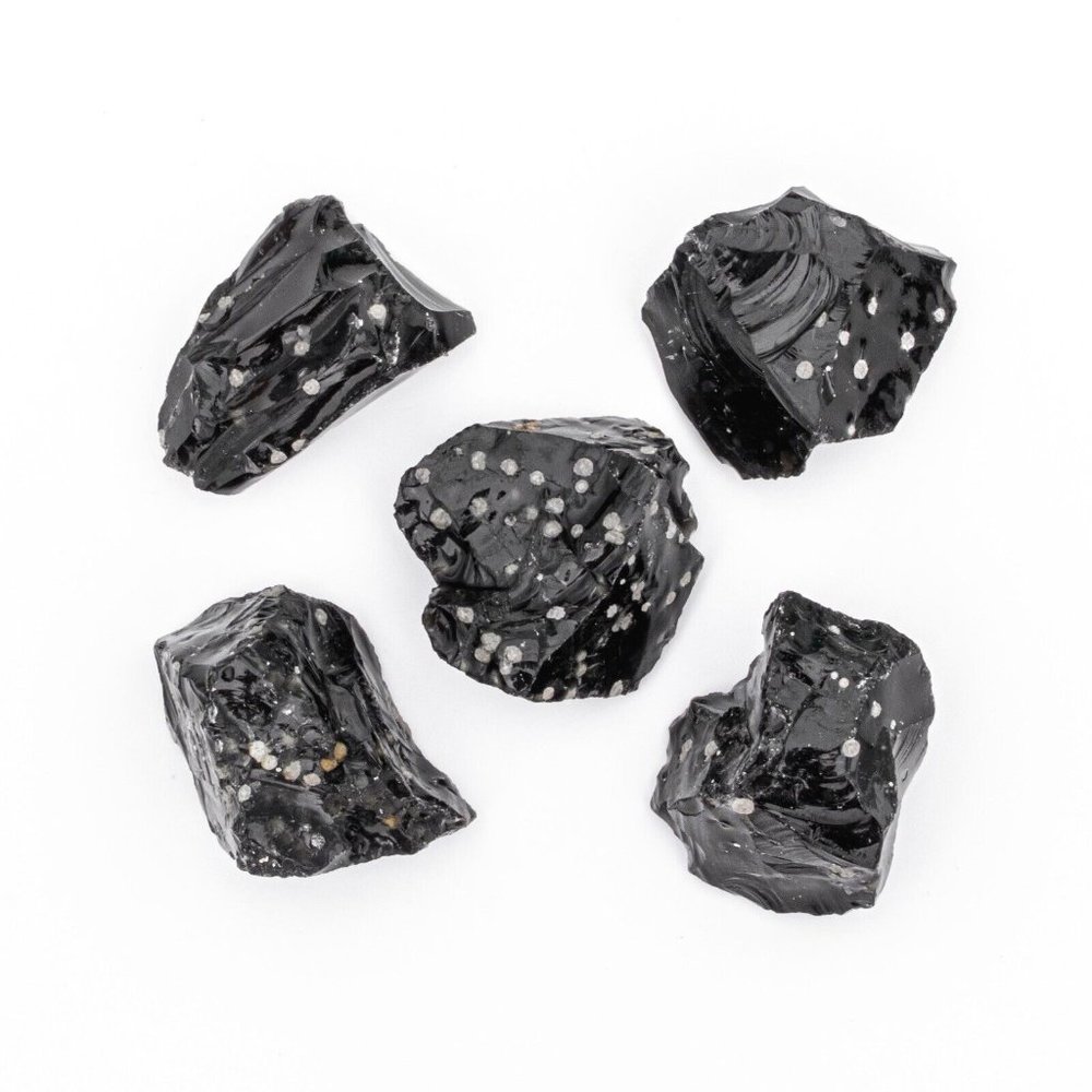 1/4 lb Snowflake Obsidian Gemstone Crystal 5-10 Raw Stones Bulk Rough Gems Craft